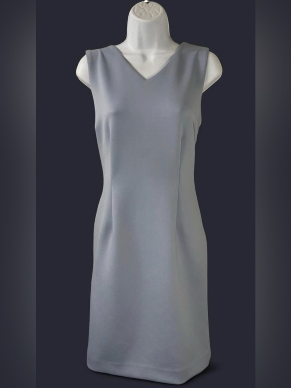 T Tahari Light Blue Grey Sleeveless Shift Dress